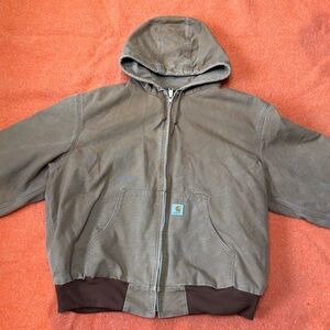 Carhartt Men’s Brown Hooded Canvas Puffer Jacket